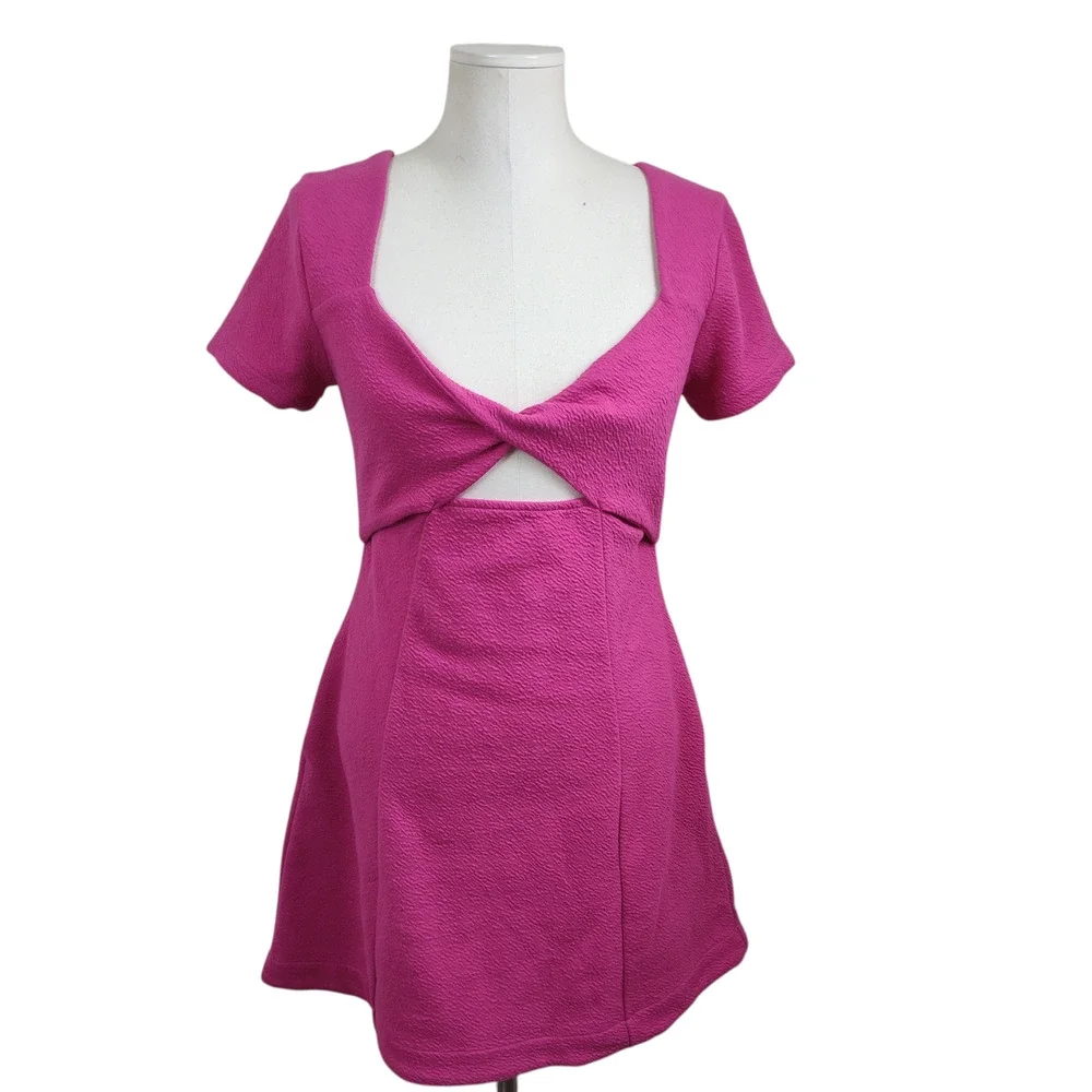 Anthropologie Maeve Dress Small Pink Twist Cutout Open Back Fit Flare $140 NWT - Picture 3 of 16